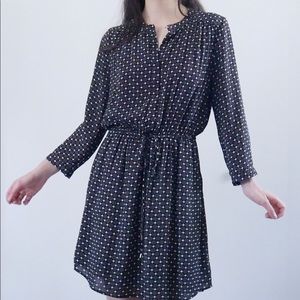 DR2 Black and White Polka Dot Sinched Waist Dress